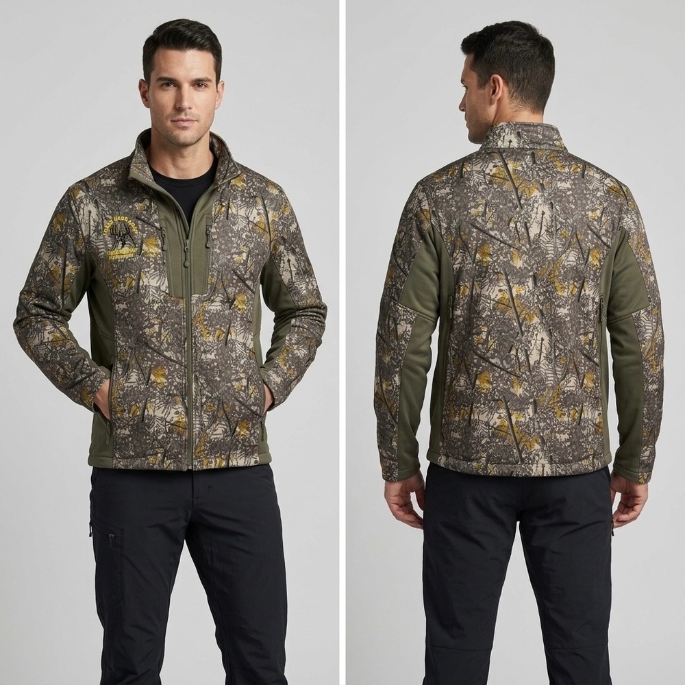 Bushlan Camo Hunting Jacket Mens Large Freer Deer Camp Venado Macho Full Zip